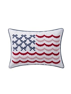 My Texas House Bow Flag Decorative Pillow, Red/White/ Blue, 19.5"× 14"
